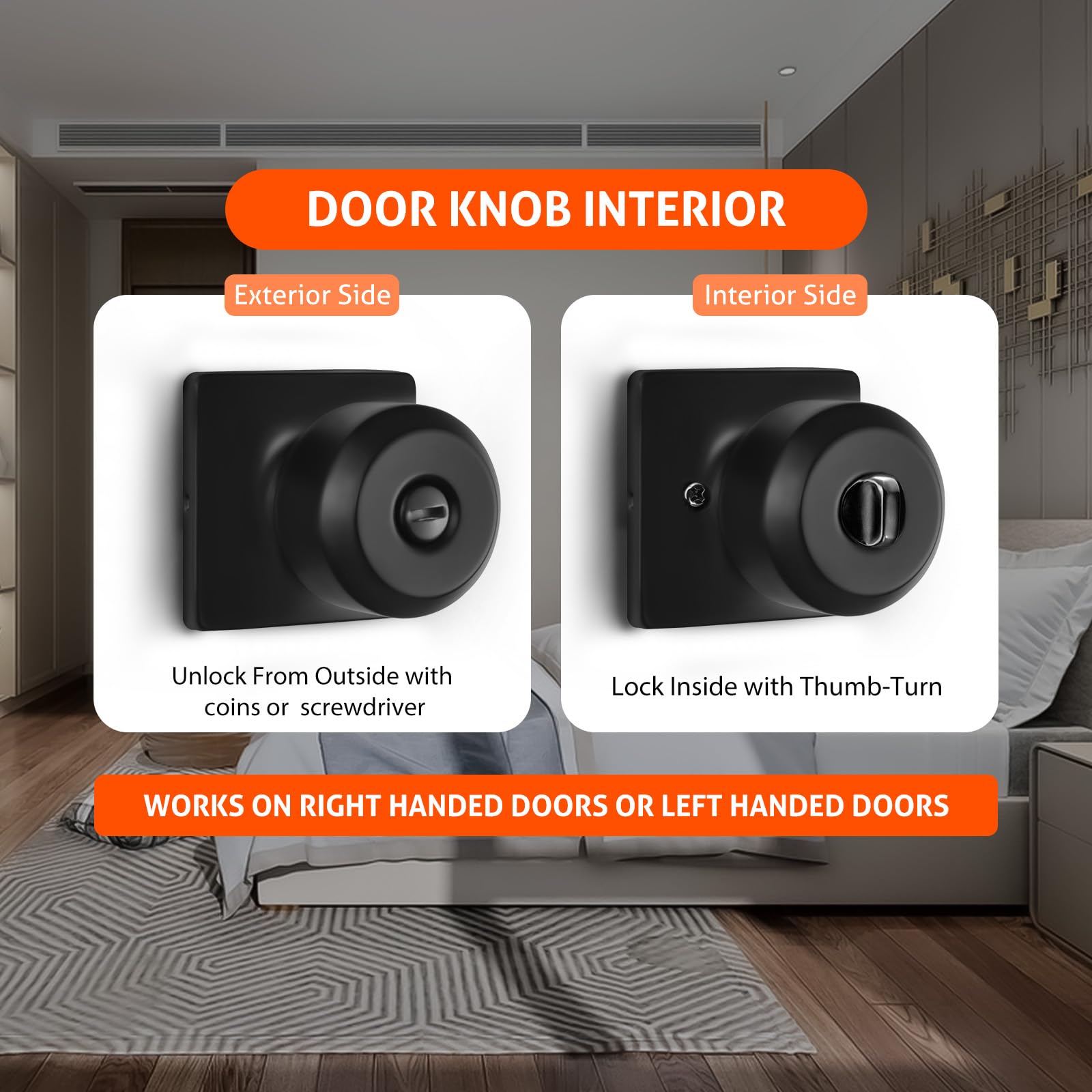 Haidms square panel knob assembly suits modern doors with easy installation.