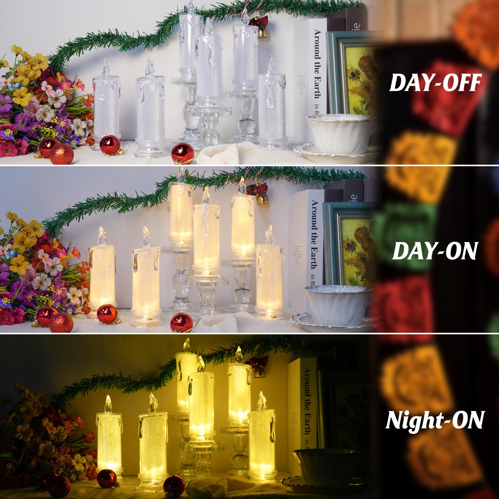 HAIDOLIANG flameless candle showing gentle flame effect without fire risk