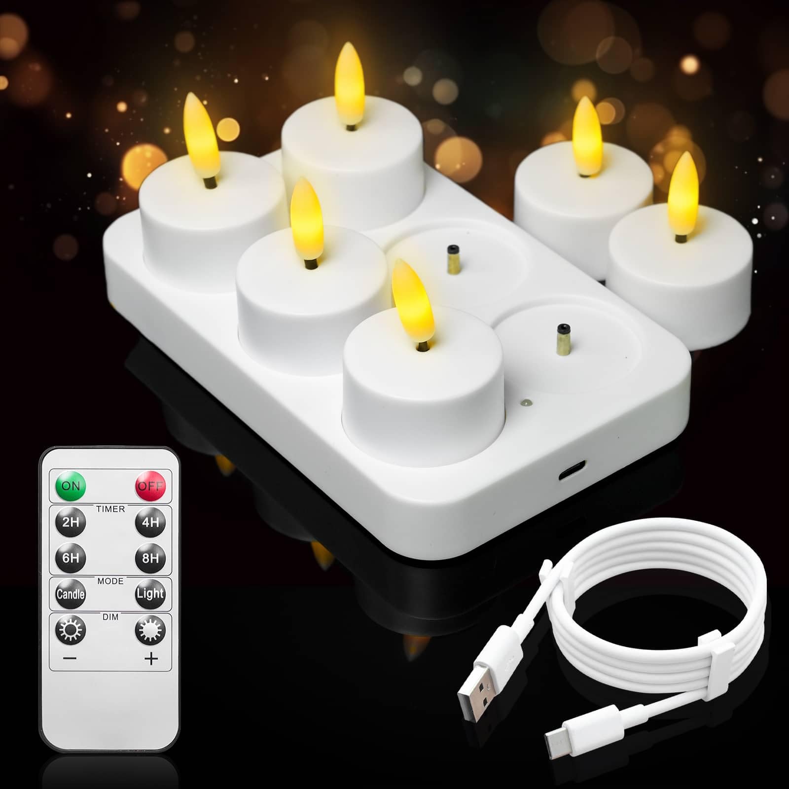 HAIDOLIANG rechargeable tea lights with remote timer create effortless wedding ambiance.