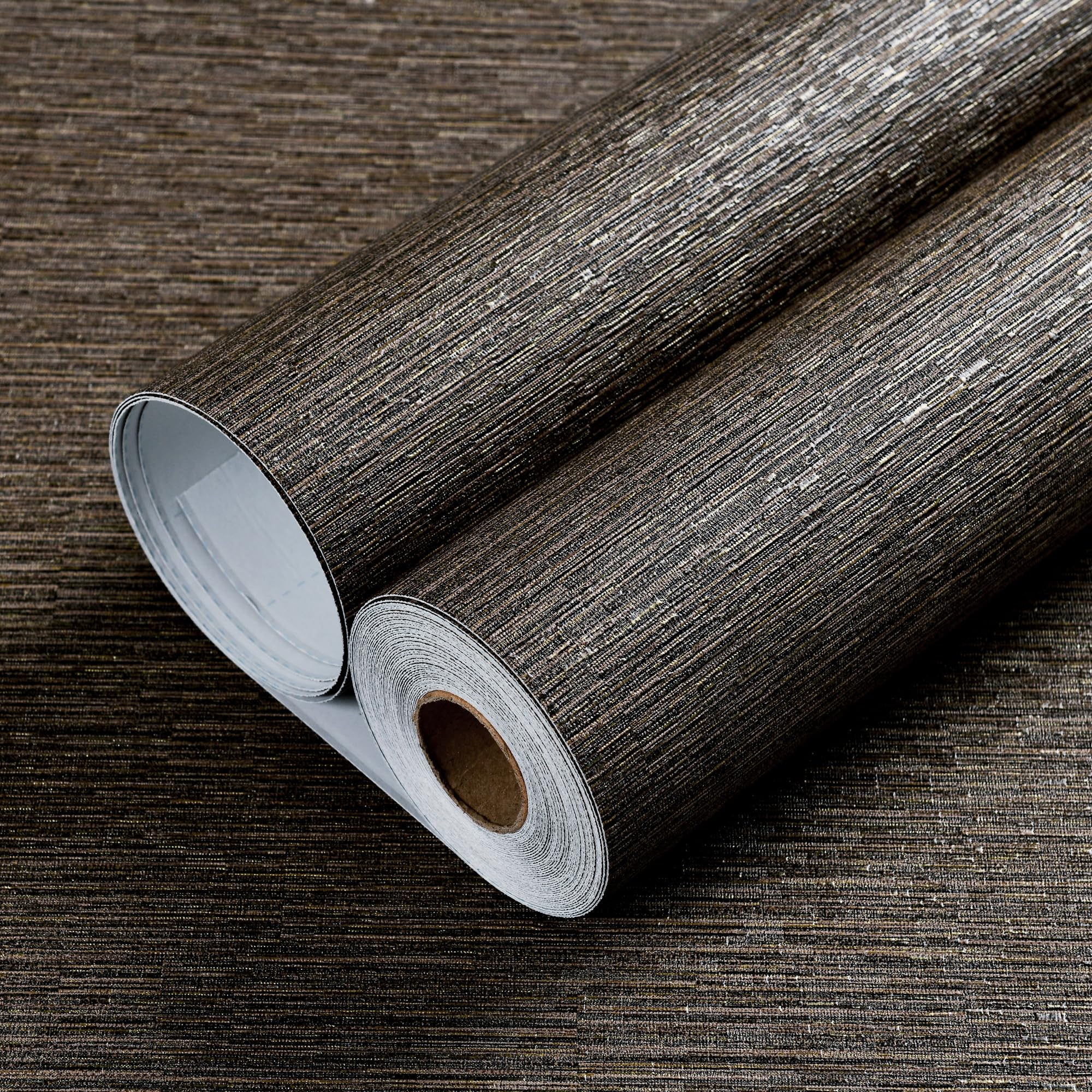 Haimin Grasscloth wallpaper for furniture refurbishment adds durable, wipe-clean practicality.