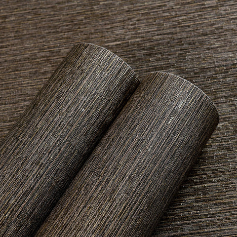Haimin Grasscloth wallpaper dark brown wall finish with a refined, tactile look.
