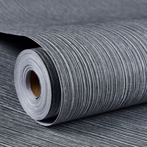 Haimin grasscloth textured wallpaper roll in gray for DIY walls and furniture updates