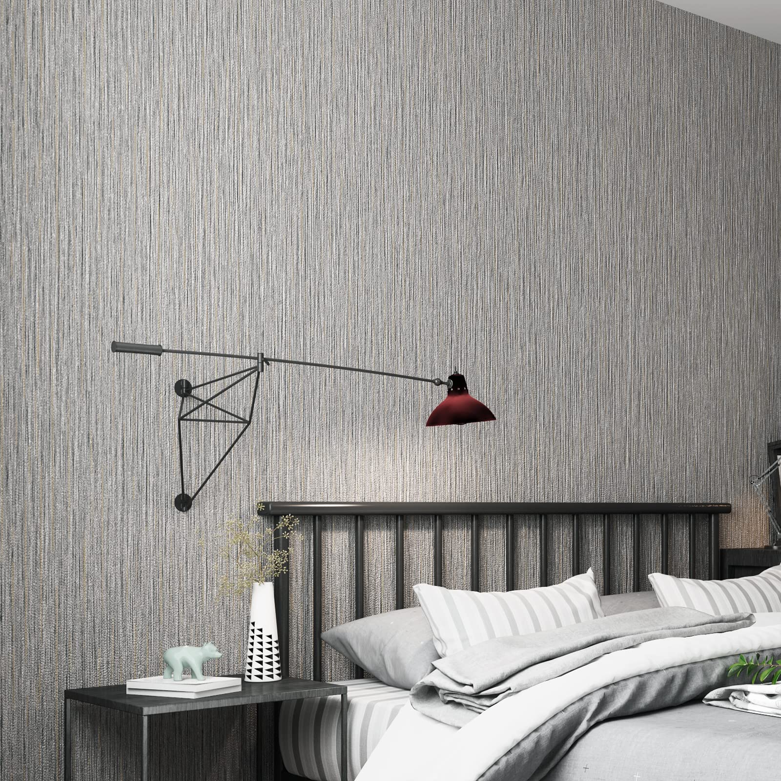 Haimin grasscloth wallpaper textured roll gray-brown ideal for furniture makeover