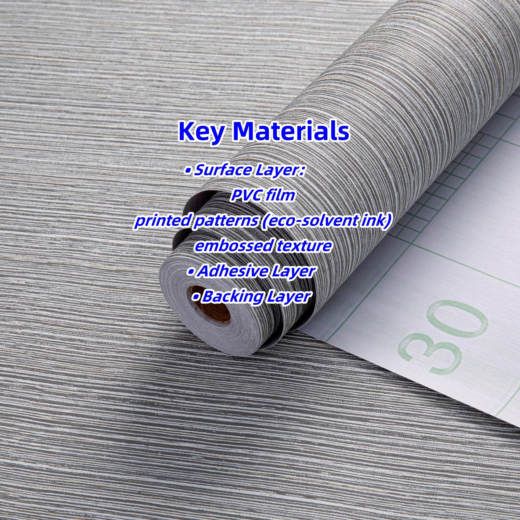 Haimin grasscloth wallpaper textured roll gray-brown supports kitchen and cabinet refresh