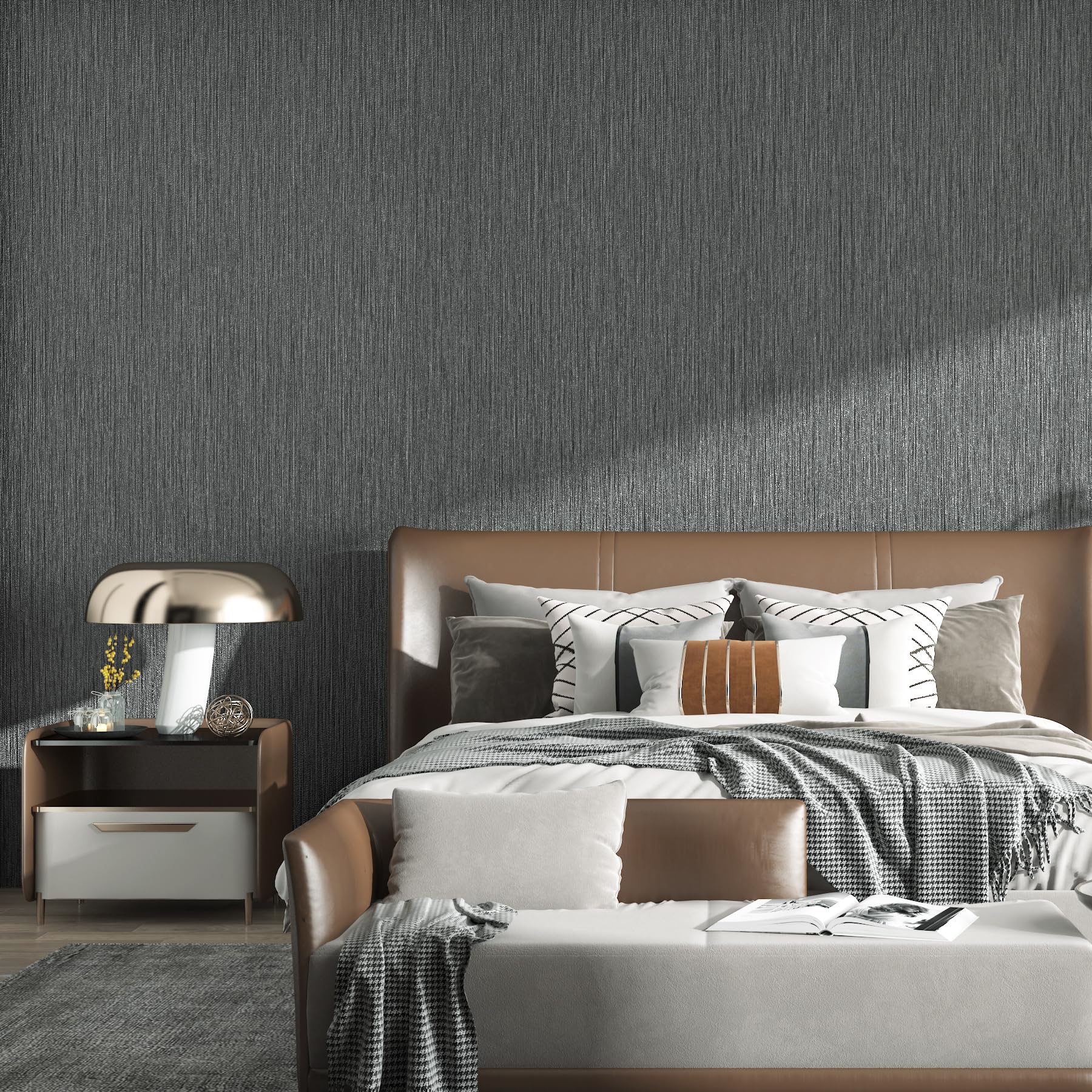 Haimin self-adhesive embossed gray wallpaper for quick upgrades