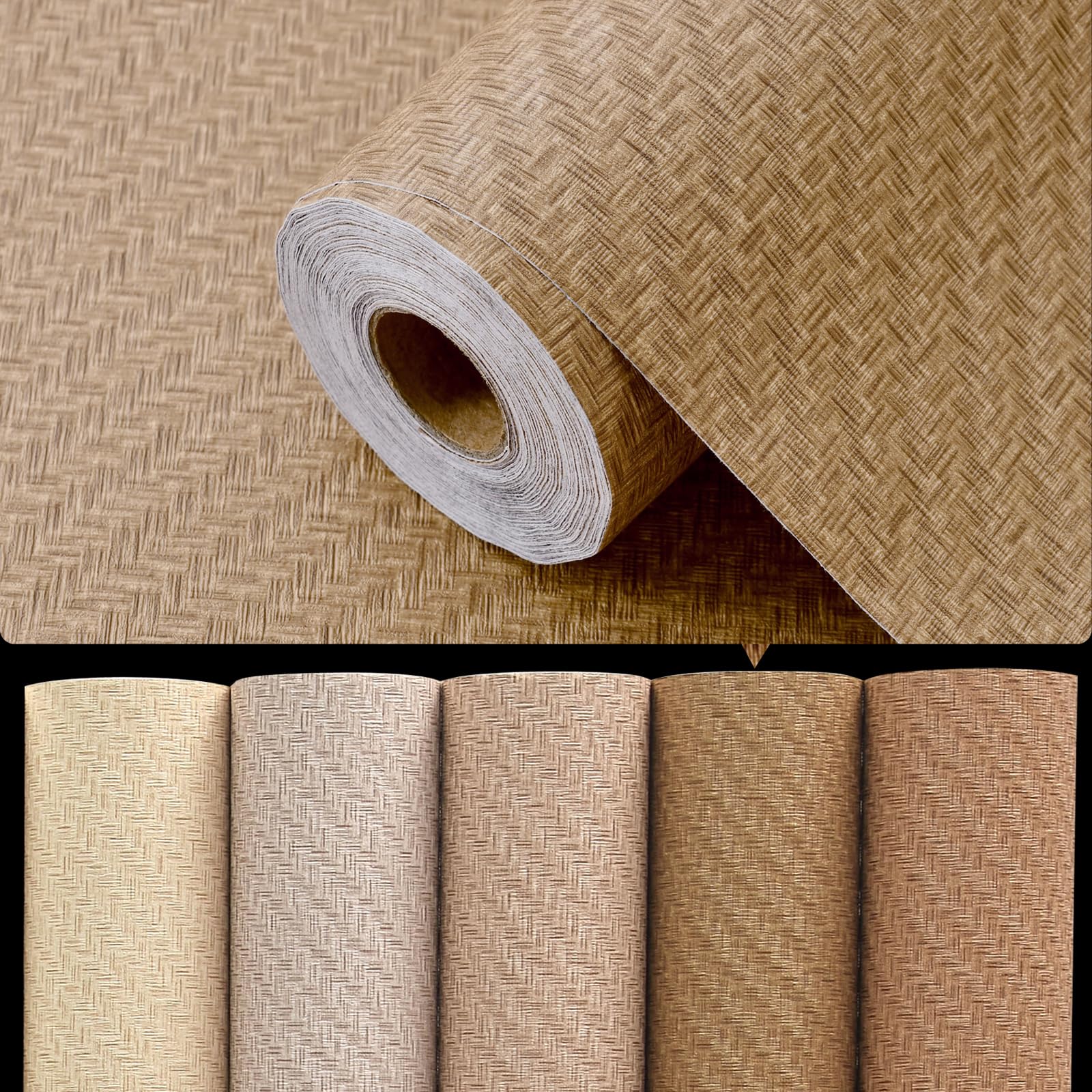 Haimin door panel update with tan textured wallpaper enhances style