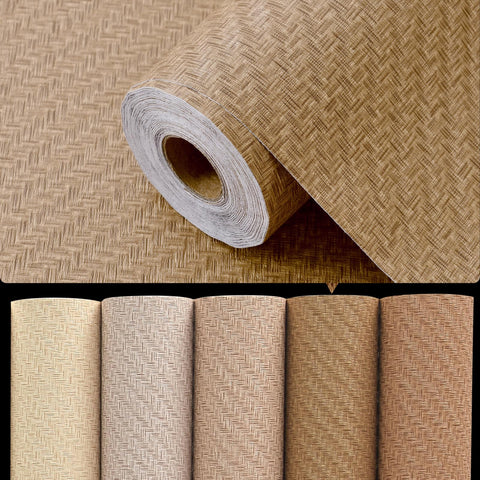 Haimin door panel update with tan textured wallpaper enhances style