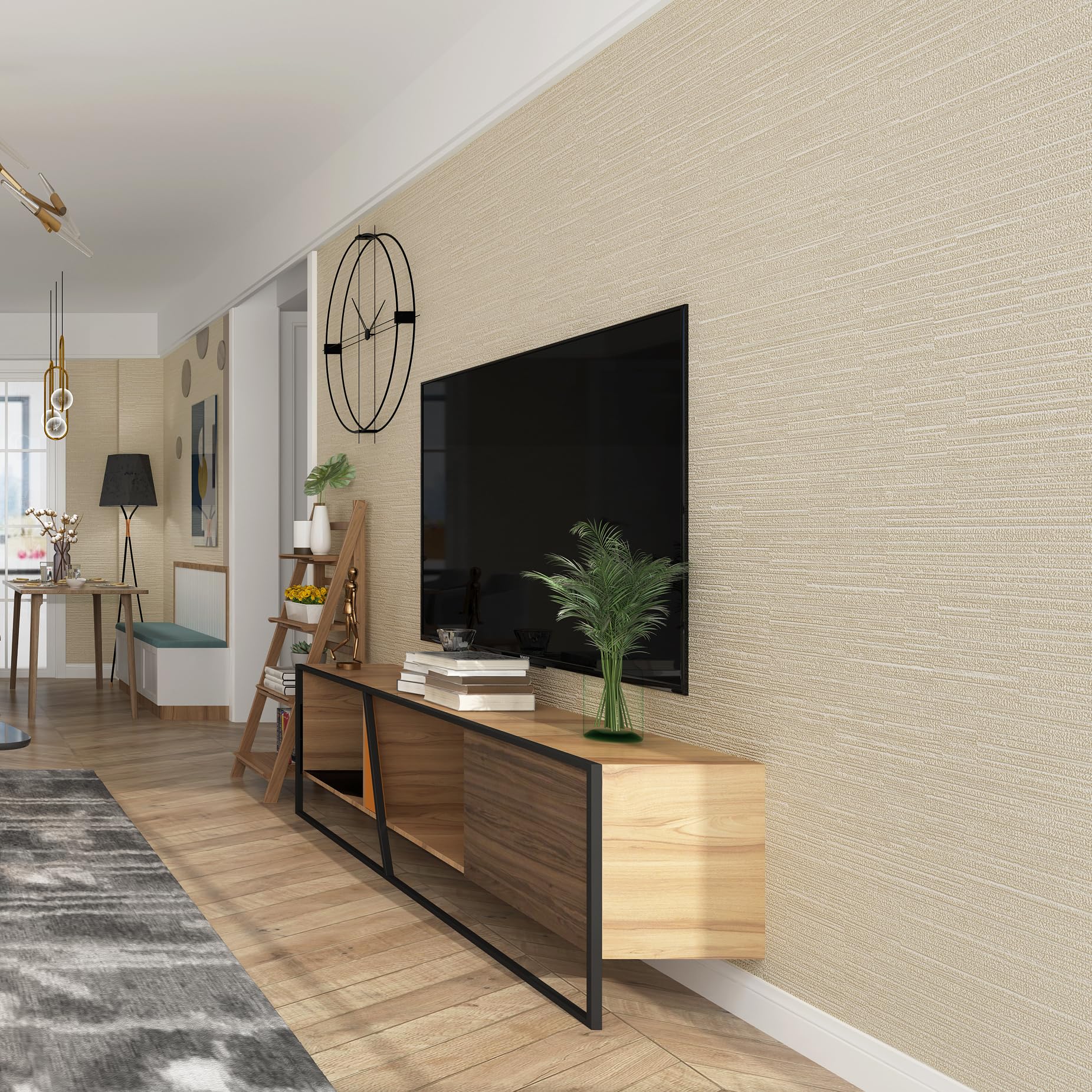 Haimin waterproof, easy-clean wallpaper in beige for busy households.