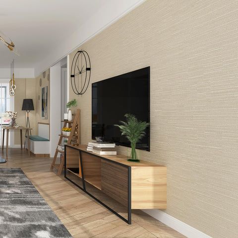 Haimin waterproof, easy-clean wallpaper in beige for busy households.