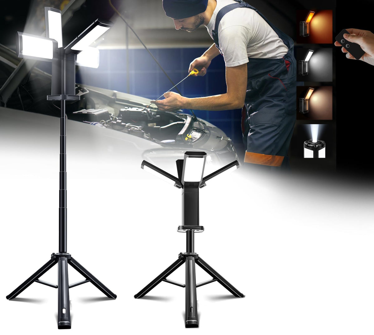 HaiNova upgraded portable work light with remote control for versatile outdoor illumination