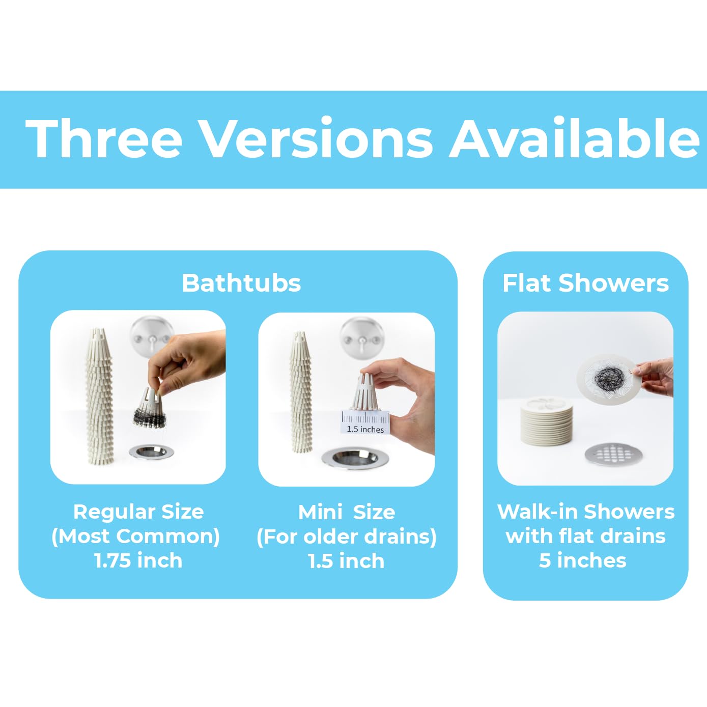 HairClaw fits standard 1.75-inch tub drains for simple placement.