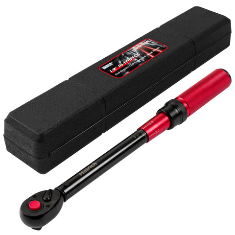 Hairich half-inch drive torque wrench with dual-scale display for precise torque settings.