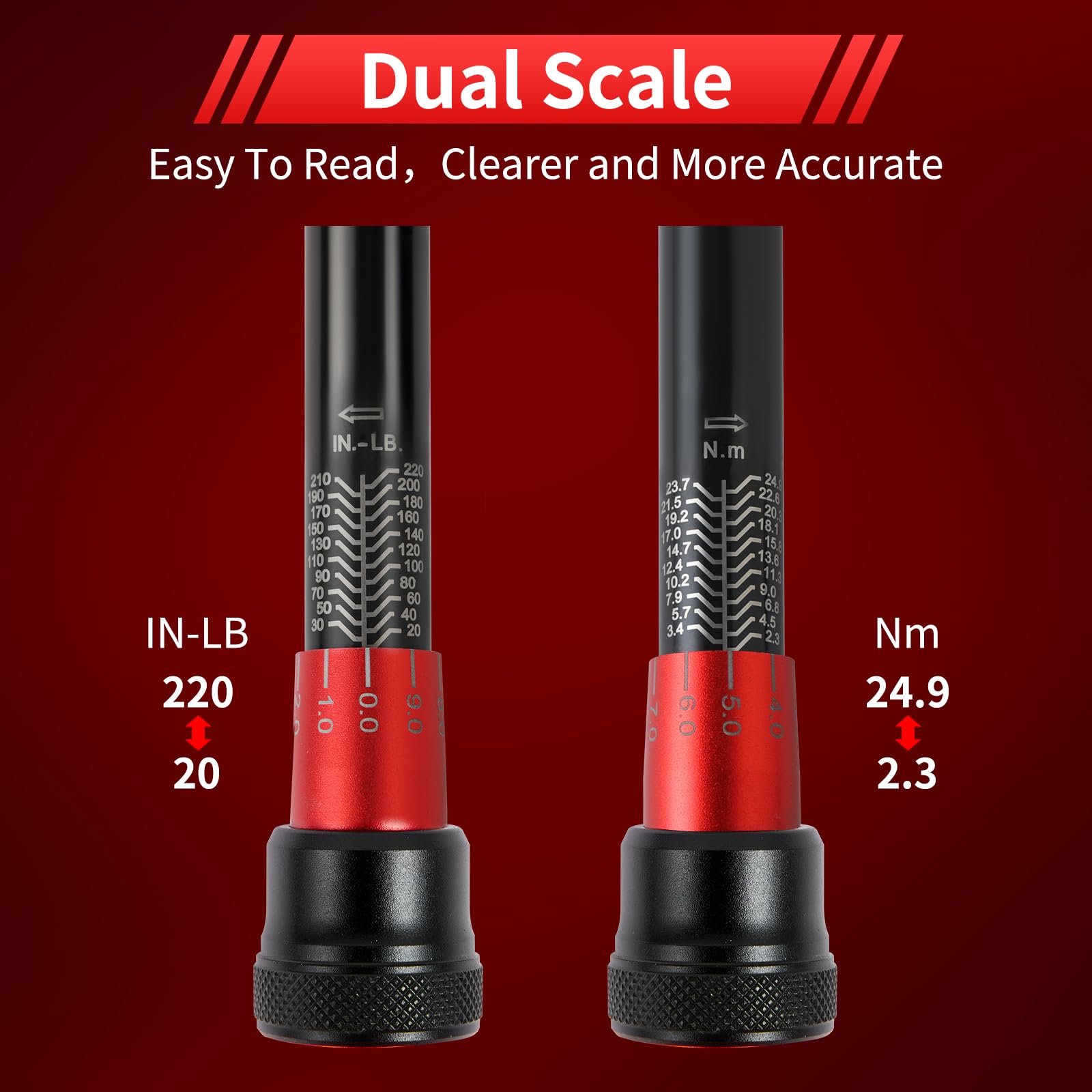 Hairich Torque Wrench Ergonomic aluminum handle for comfortable long use.