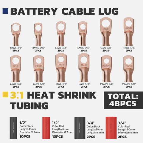 haisstronica 24pcs copper lugs provide corrosion resistance and reliable connections
