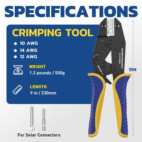 haisstronica crimping tool with AWG12 dies for secure, reliable connector terminations