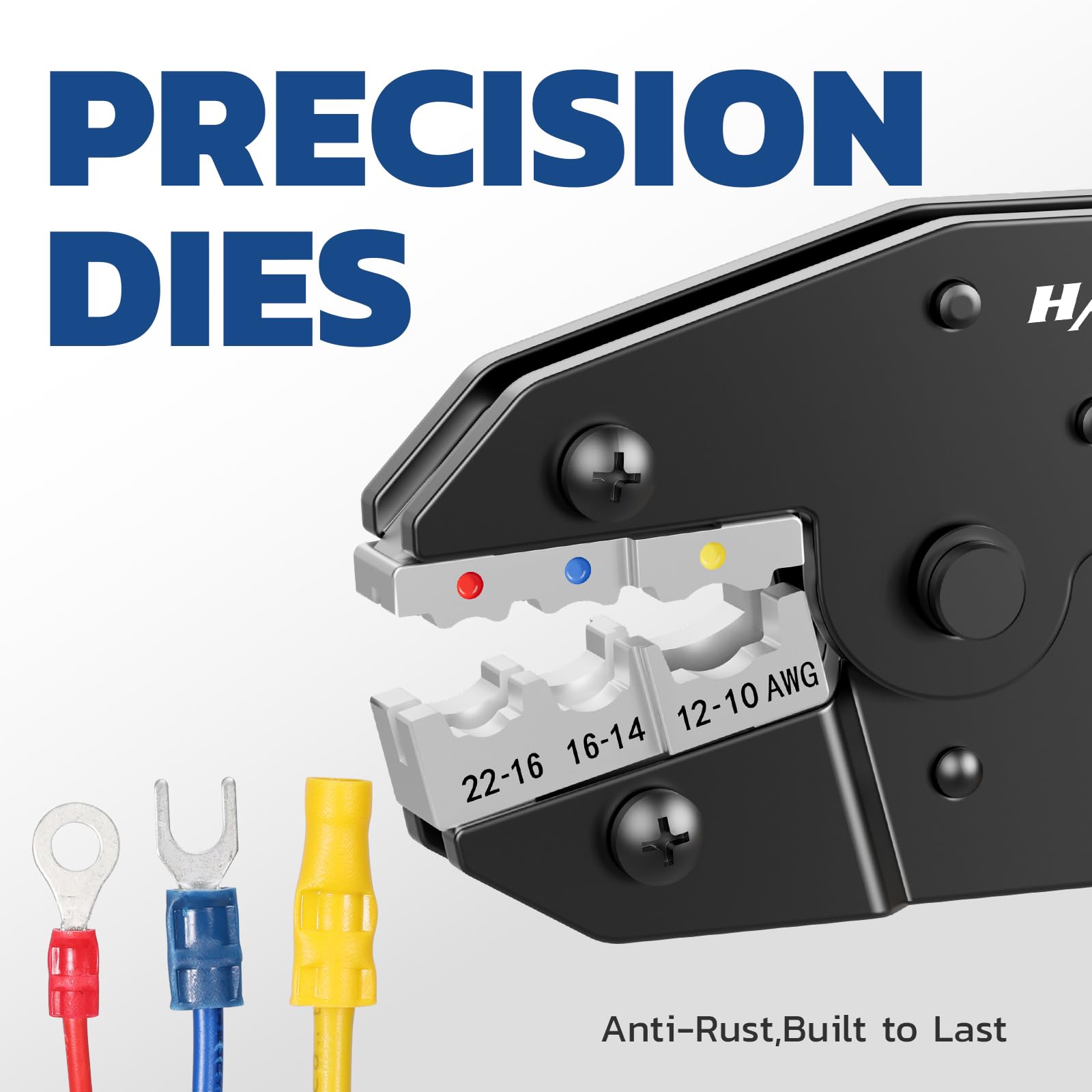 Haisstronica color-coded jaws help identify pressure settings during crimping.