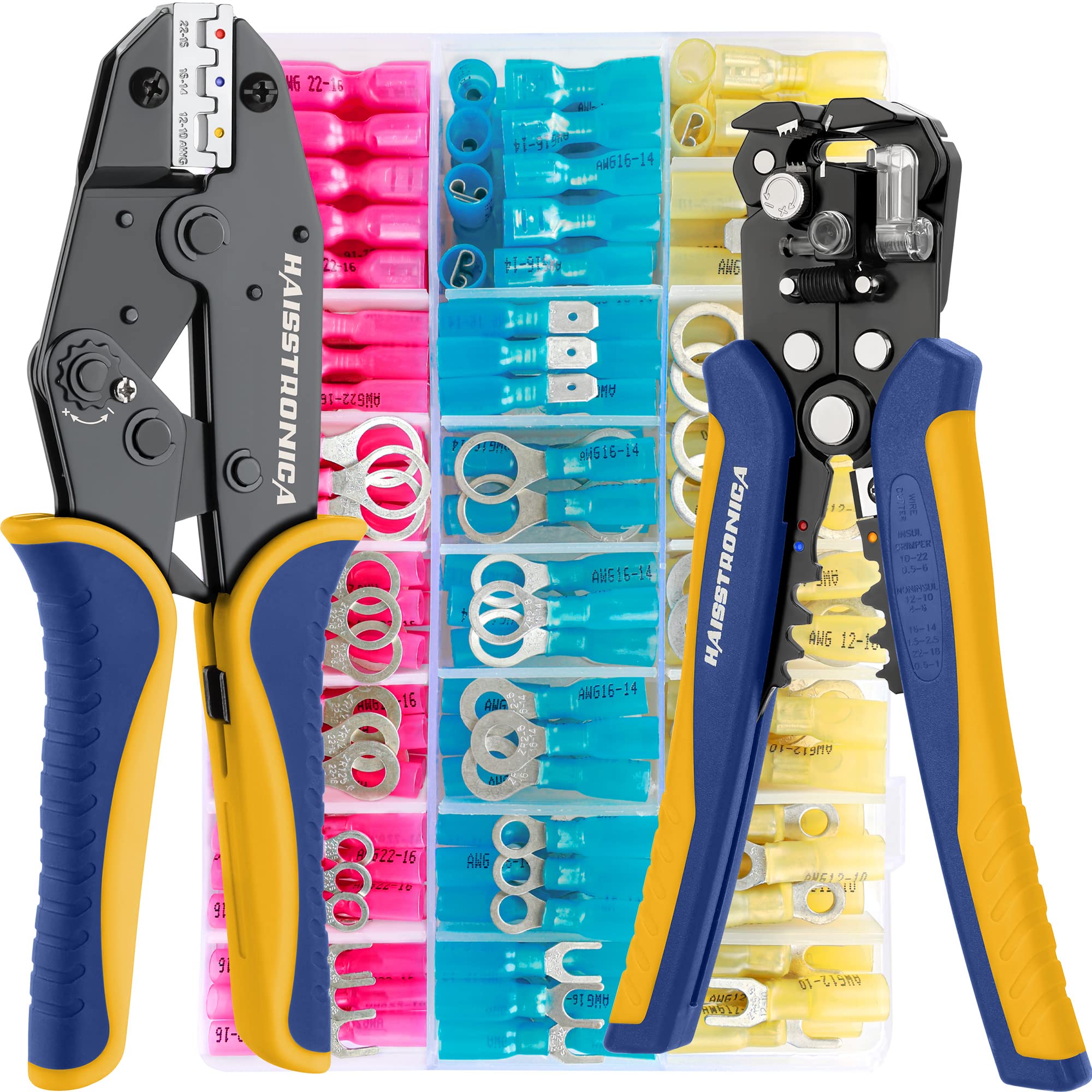 haisstronica crimping tool with heat shrink connectors for secure marine wiring