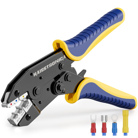 Haisstronica crimping tool with insulated connector jaws for precise, damage-free crimping.