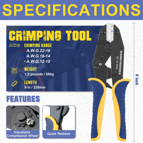 haisstronica crimping tool jaw color-coded for quick, reliable crimps