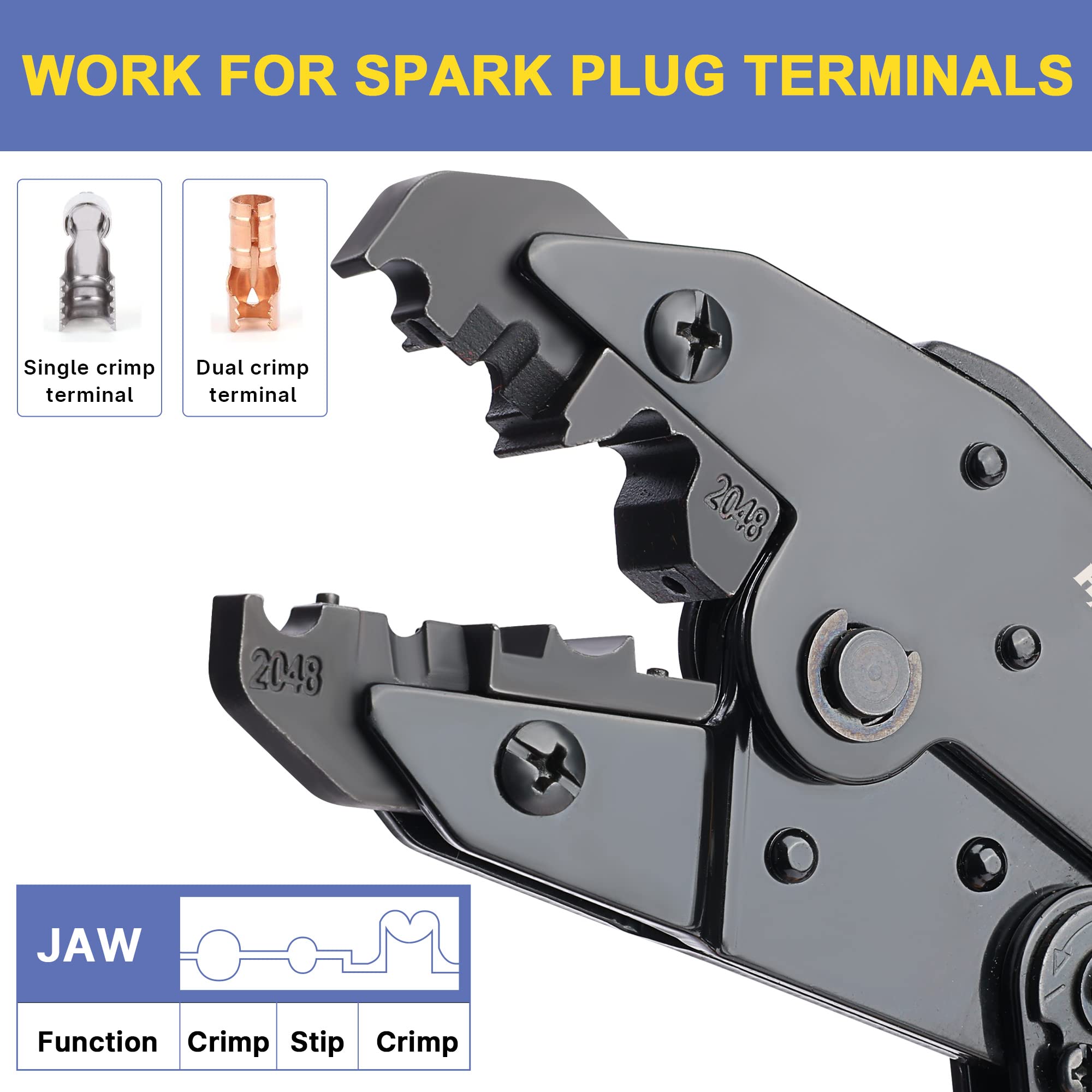 Haisstronica crimping tool with ratchet action delivers clean, consistent crimps.