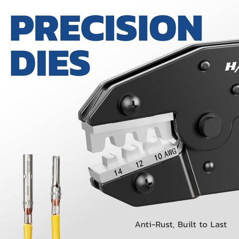 haisstronica crimping tool highlighting ratcheting mechanism enables controlled, consistent crimps