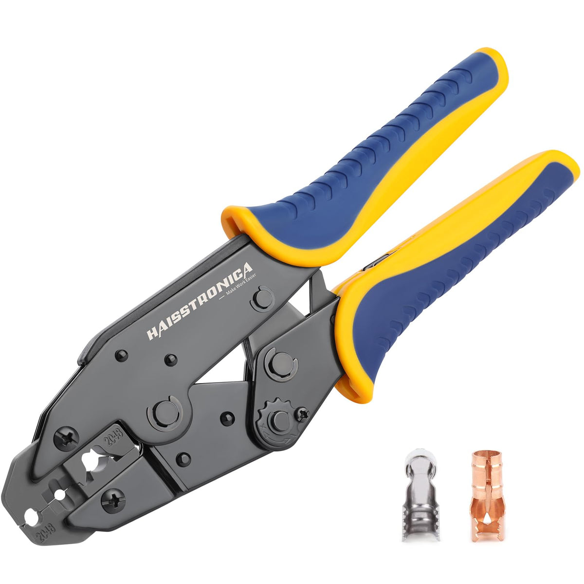 Haisstronica crimping tool for spark plug terminals ensures secure 8-8.5 mm connections.
