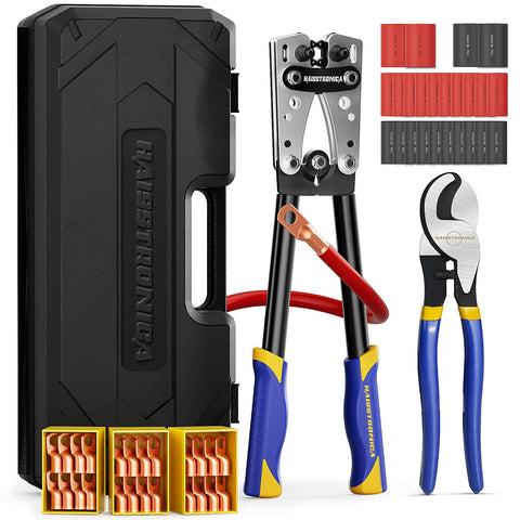 haisstronica heavy-duty battery cable crimping tool kit for secure automotive connections