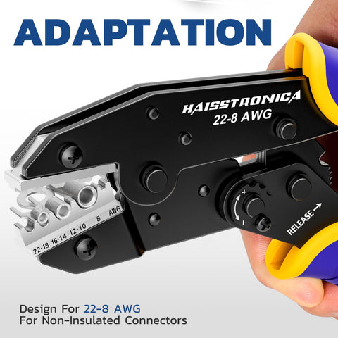 haisstronica HS-7327 ratchet mechanism showing auto-adjustment for secure crimps
