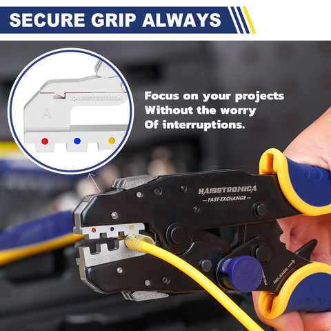 Haisstronica precision ratchet delivers smooth action for reliable wire terminations.