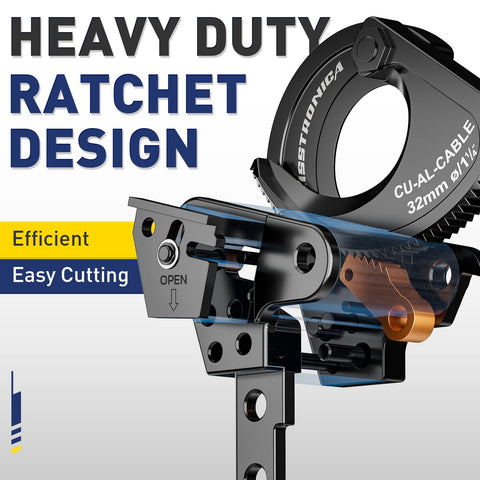 haisstronica ratchet cable cutters ergonomic PVC handle supports one-handed operation.