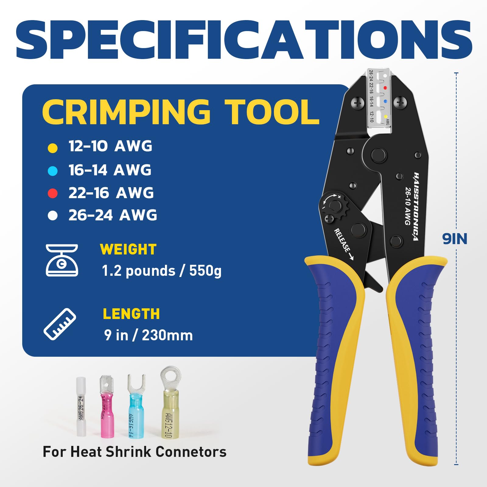 haisstronica ratcheting crimper handle shown for smooth consistent crimps