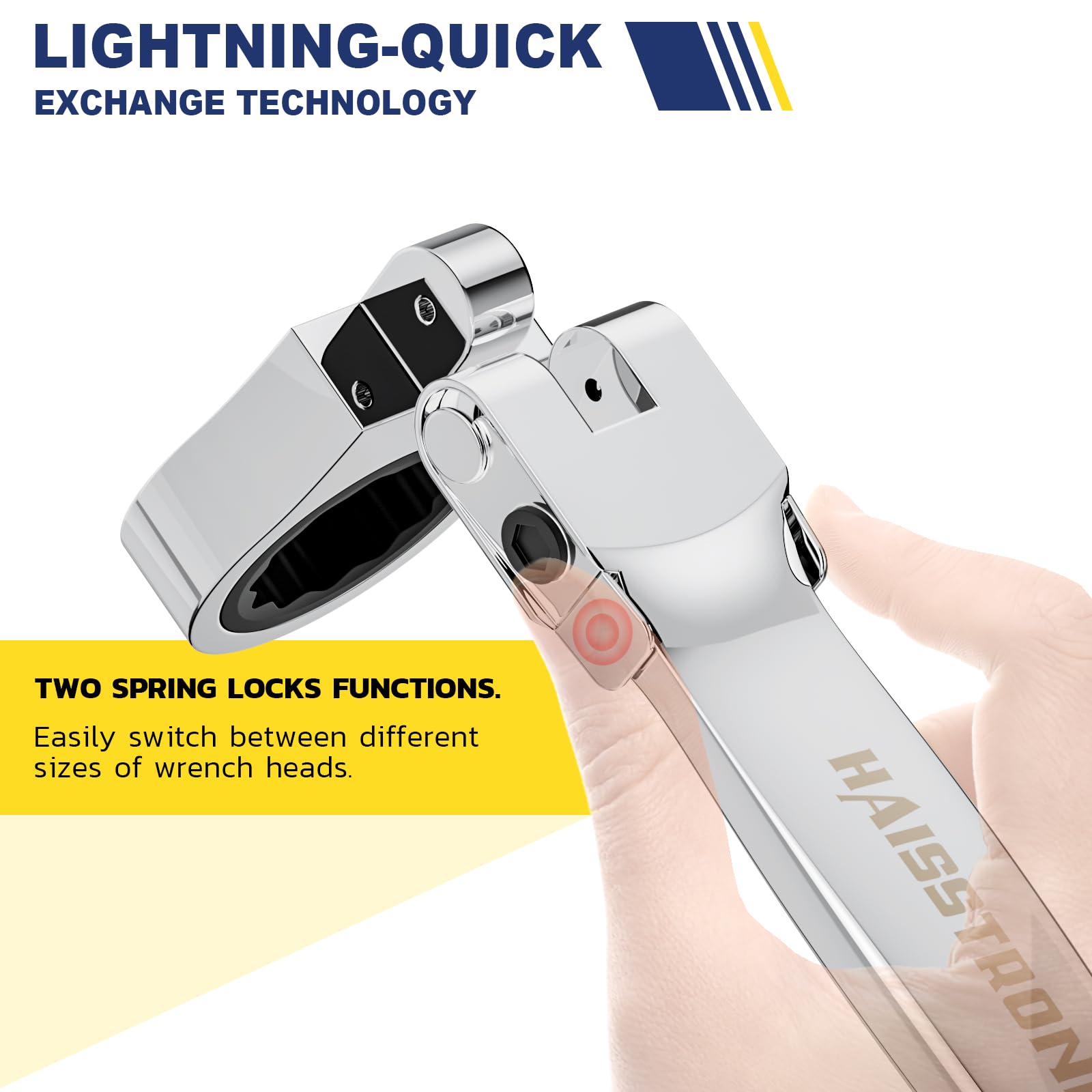 haisstronica wrench with spring locks enabling quick head changes