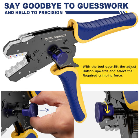 Haisstronica star wheel function enables precise pressure control for consistent crimps.