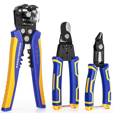 haisstronica wire stripper automatic adjusting 3 pack for fast, precise stripping across gauges
