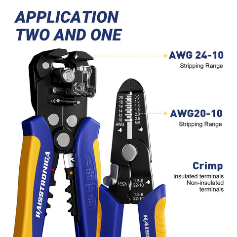haisstronica manual precision stripper for controlled stripping of 10-20 AWG wires.