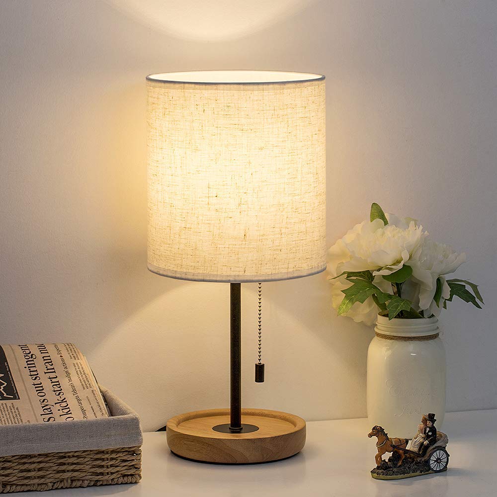 HAITRAL bedside lamp base features a sturdy wooden foundation for reliable bedside lighting.