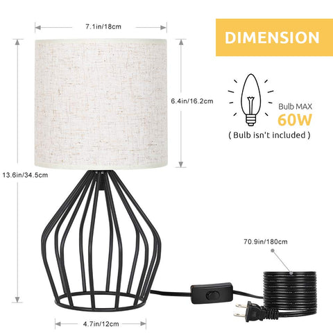 HAITRAL Bedside table lamp ideal for compact nightstands