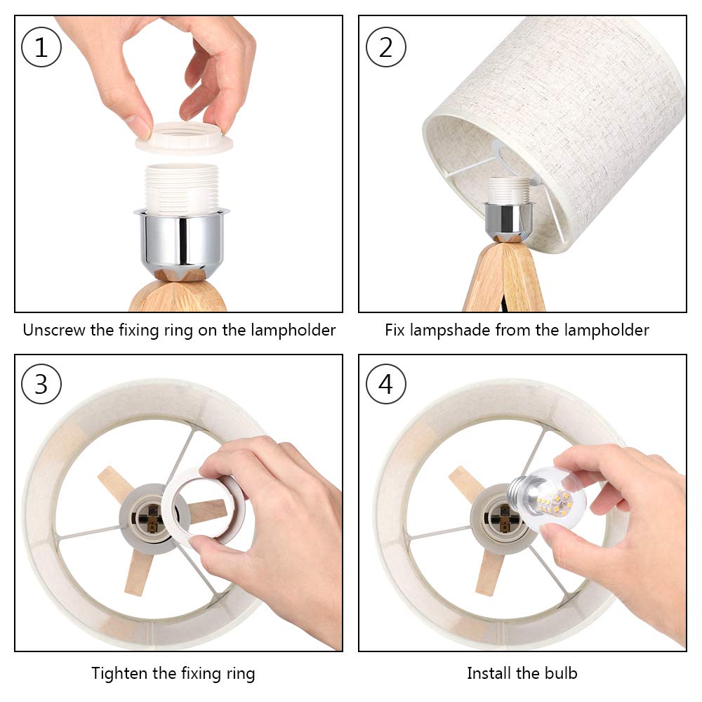 HAITRAL bulb-ready nightstand lamp compatible with LED or incandescent.