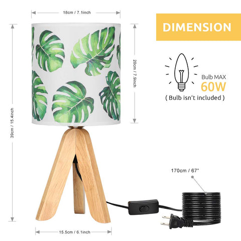 HAITRAL fabric lampshade with green leaf pattern offers warm, diffuse illumination.