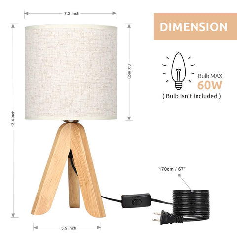 HAITRAL nightstand lamp with fabric linen shade for soft, cozy light.