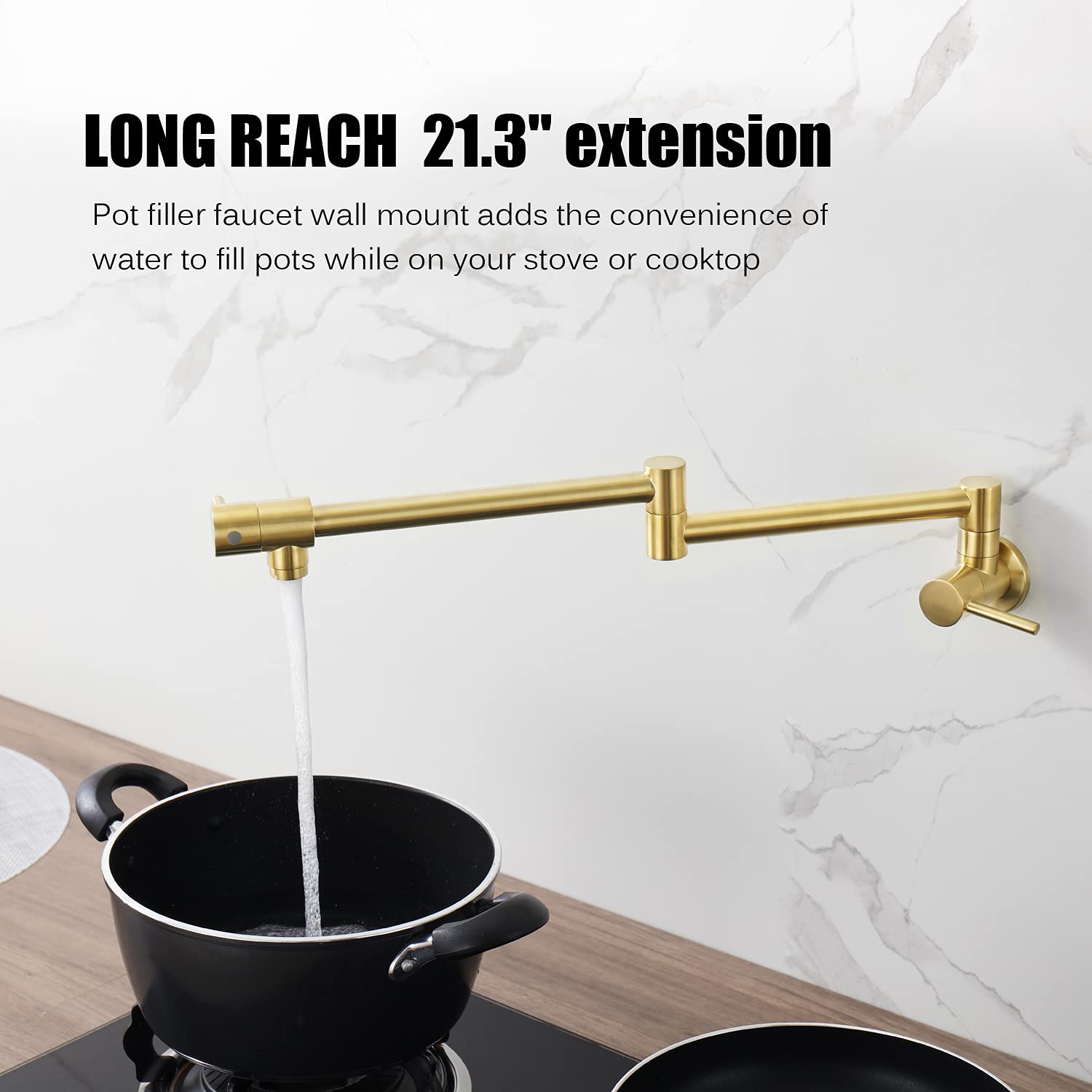 Close-up of brushed gold finish on HAIYUNDA pot filler