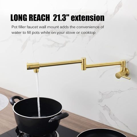 Close-up of brushed gold finish on HAIYUNDA pot filler
