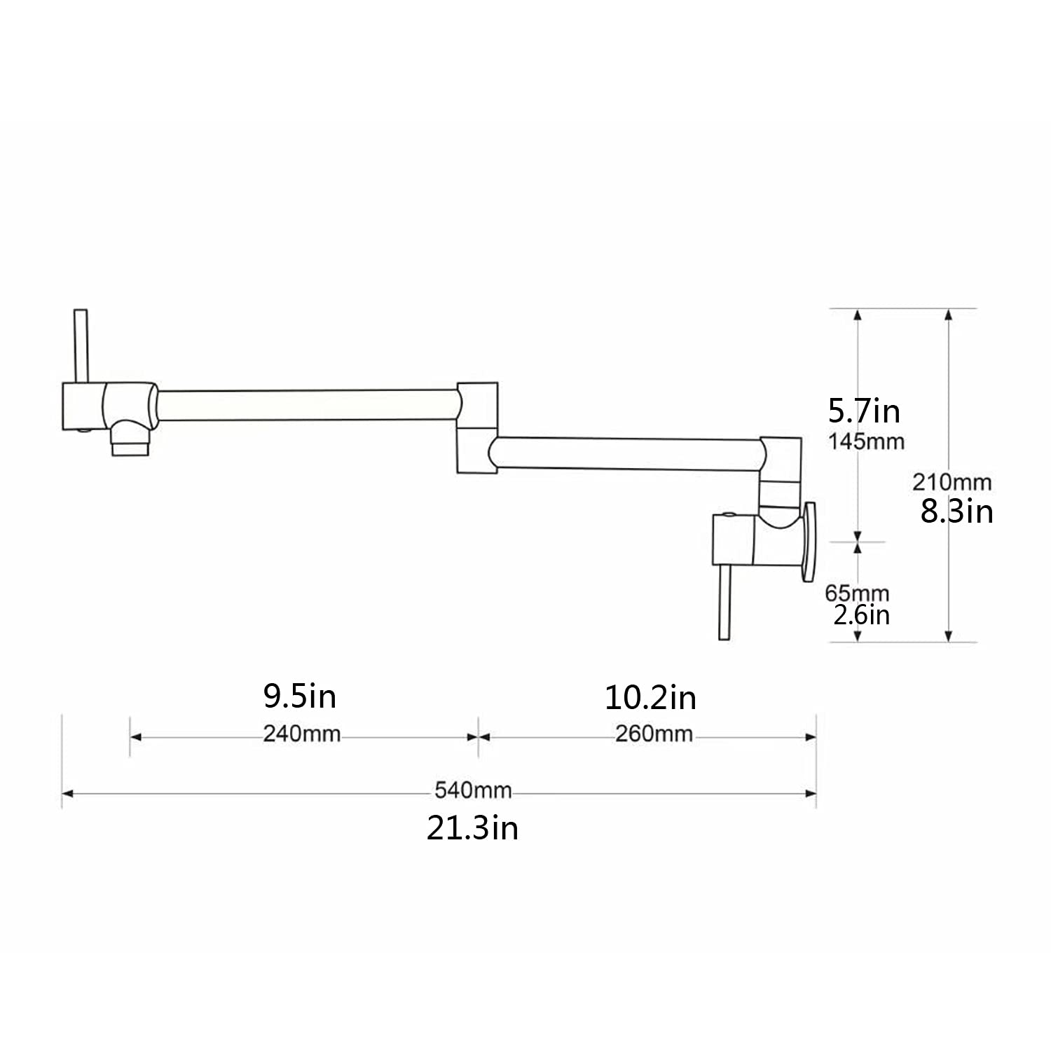 HAIYUNDA pot filler reaches 21.3 inches from wall for versatility
