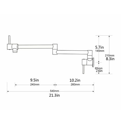 HAIYUNDA pot filler reaches 21.3 inches from wall for versatility