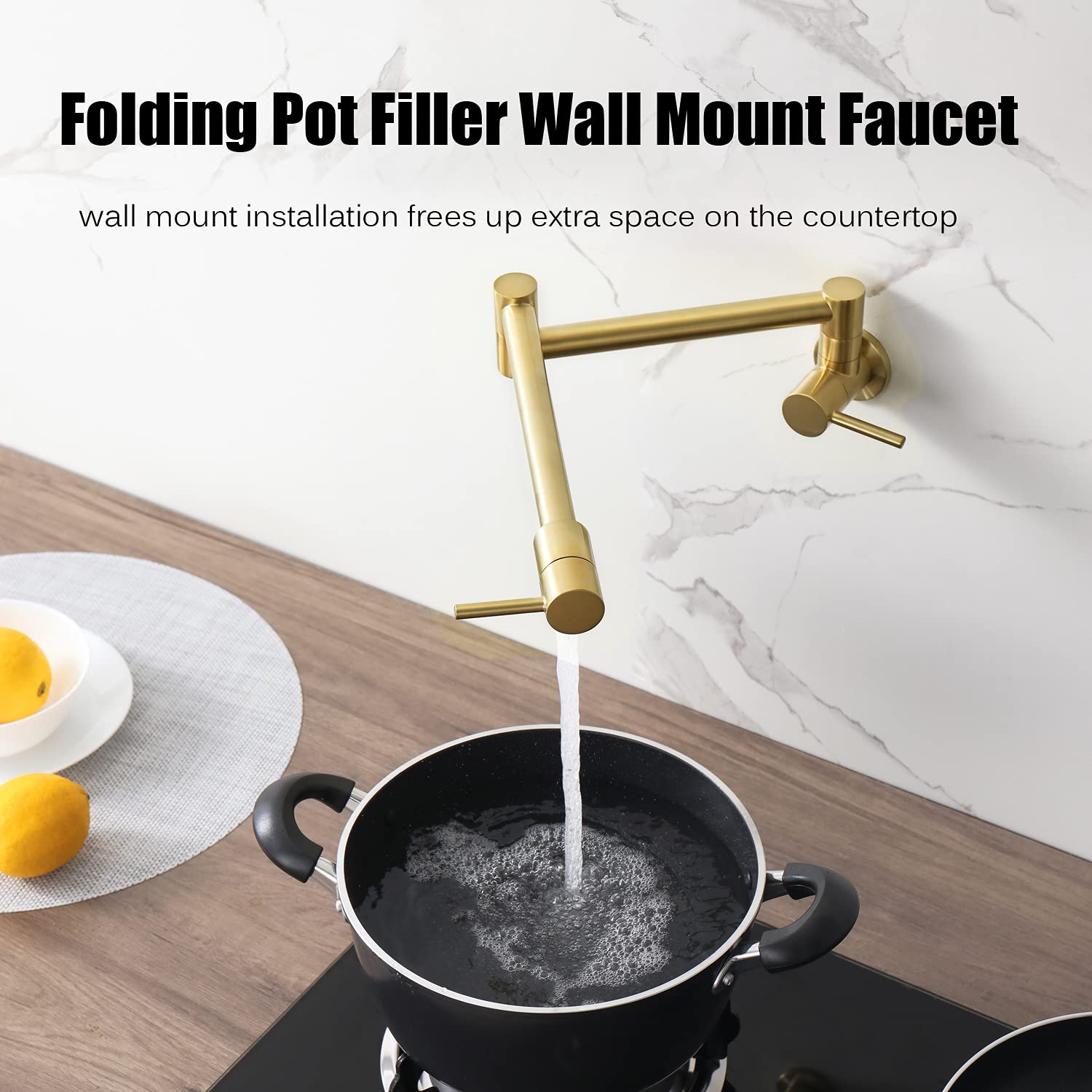 HAIYUNDA folding faucet swing arm in action over cooktop