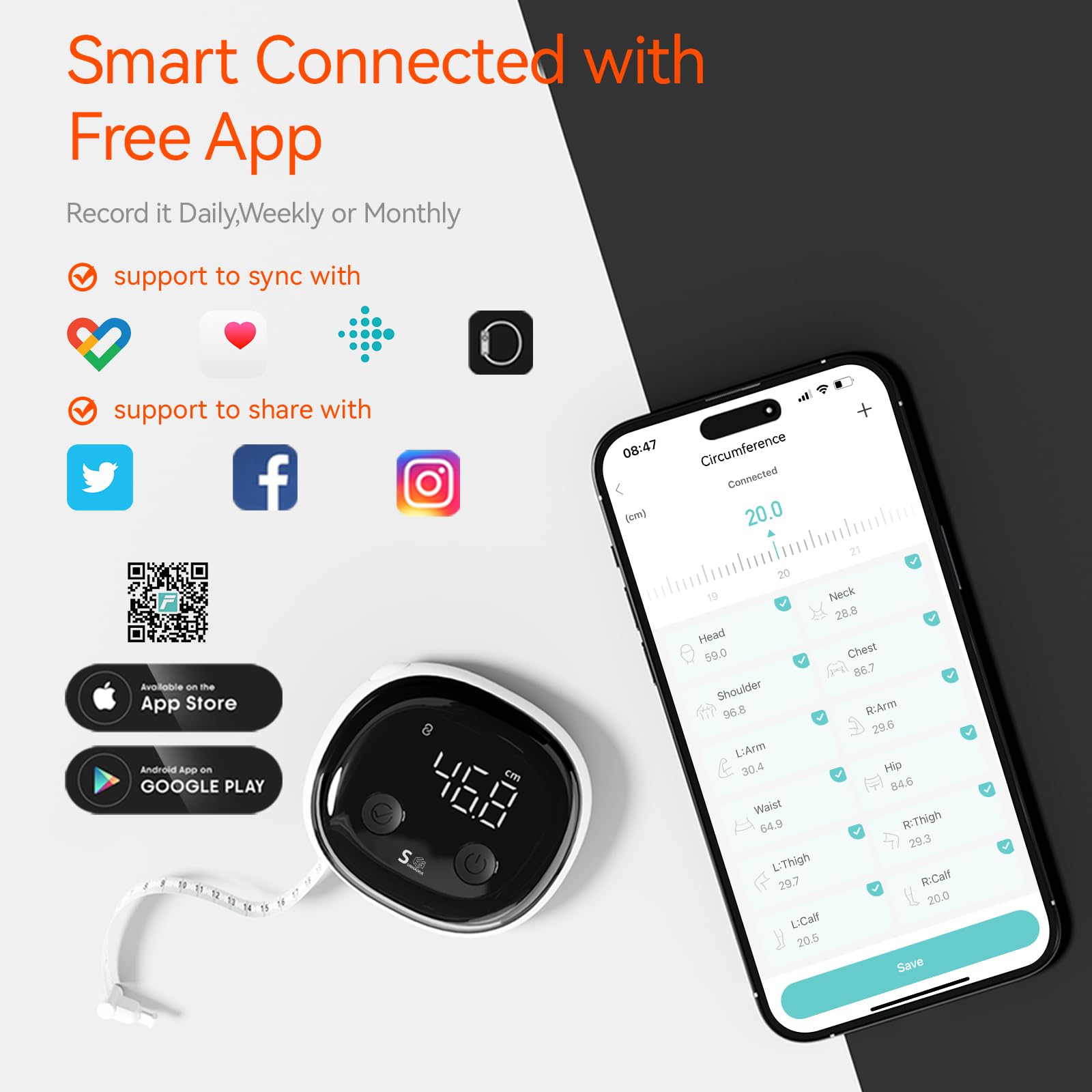 HAIZHIHUI Fitdays retractable hook enables solo measurements