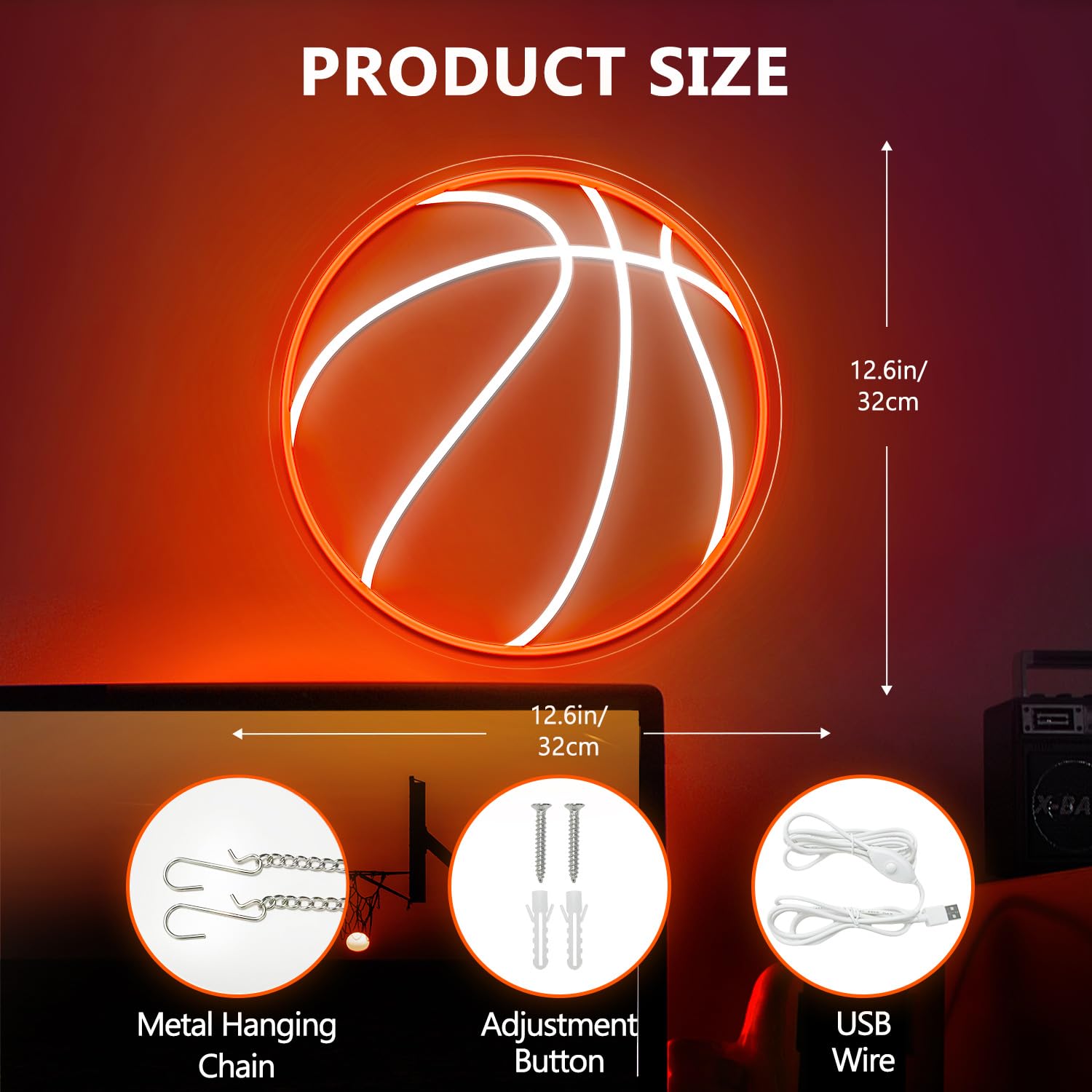 HAJAE basketball neon sign durable acrylic construction lasts