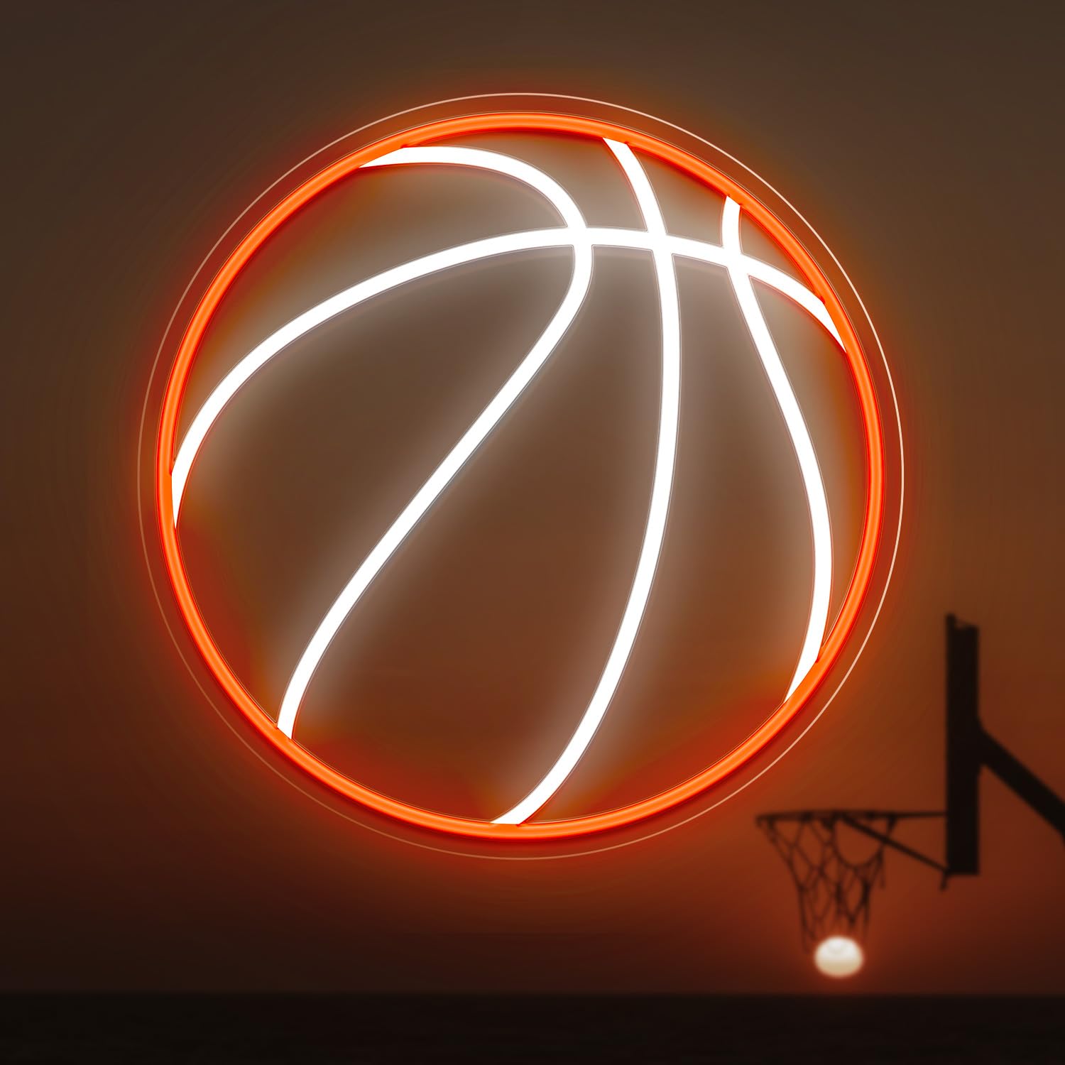 HAJAE Basketball Neon Sign front view brightens game room ambiance