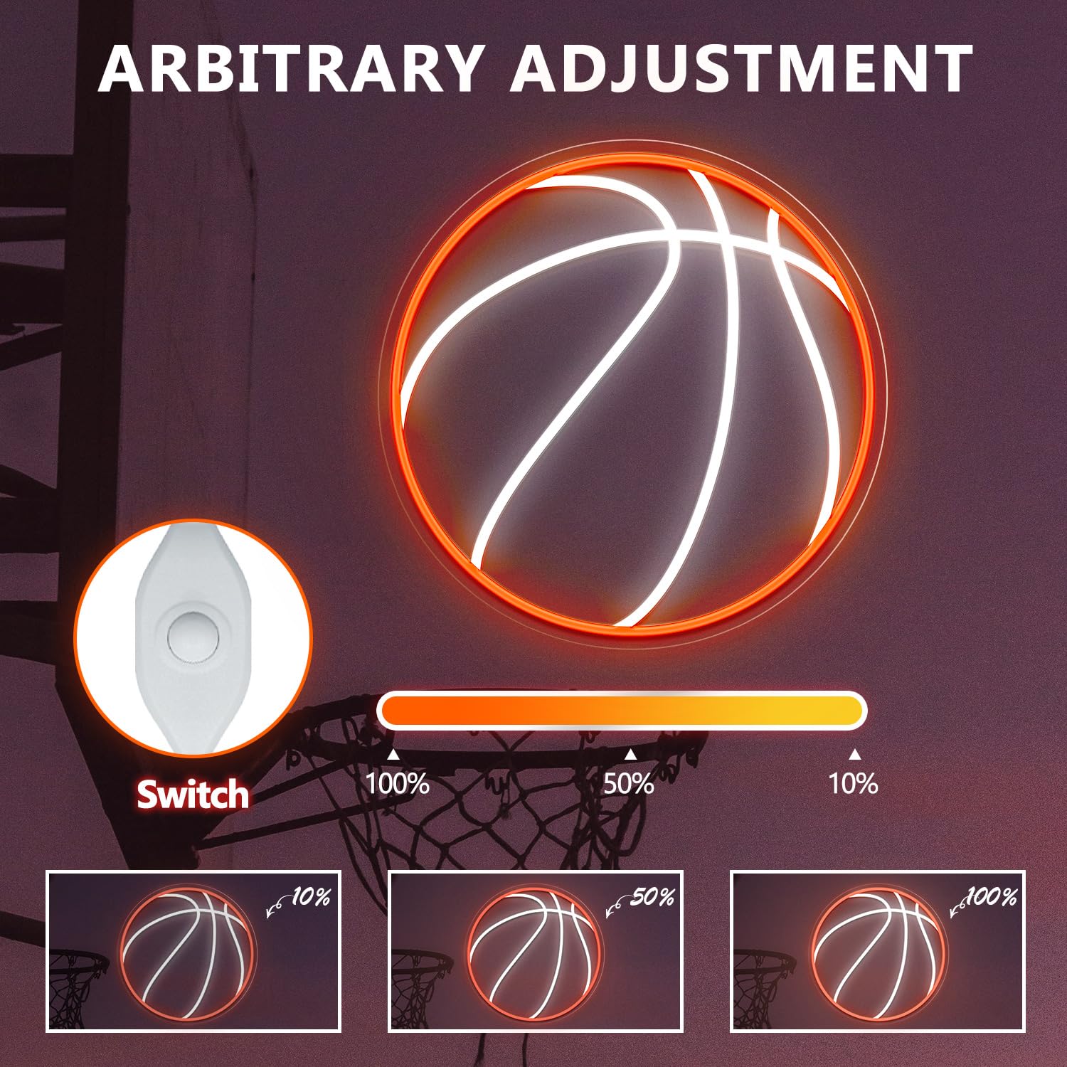 HAJAE basketball neon sign night ambient glow for cozy evenings