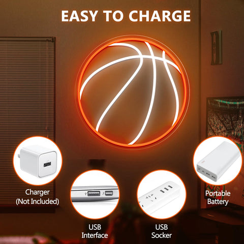 HAJAE basketball neon sign USB powered for simple setup